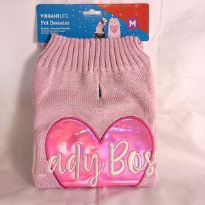 Vibrant Life Lady Boss Pink Dog Sweater Size M NWT Fits 20-50 lb Dogs